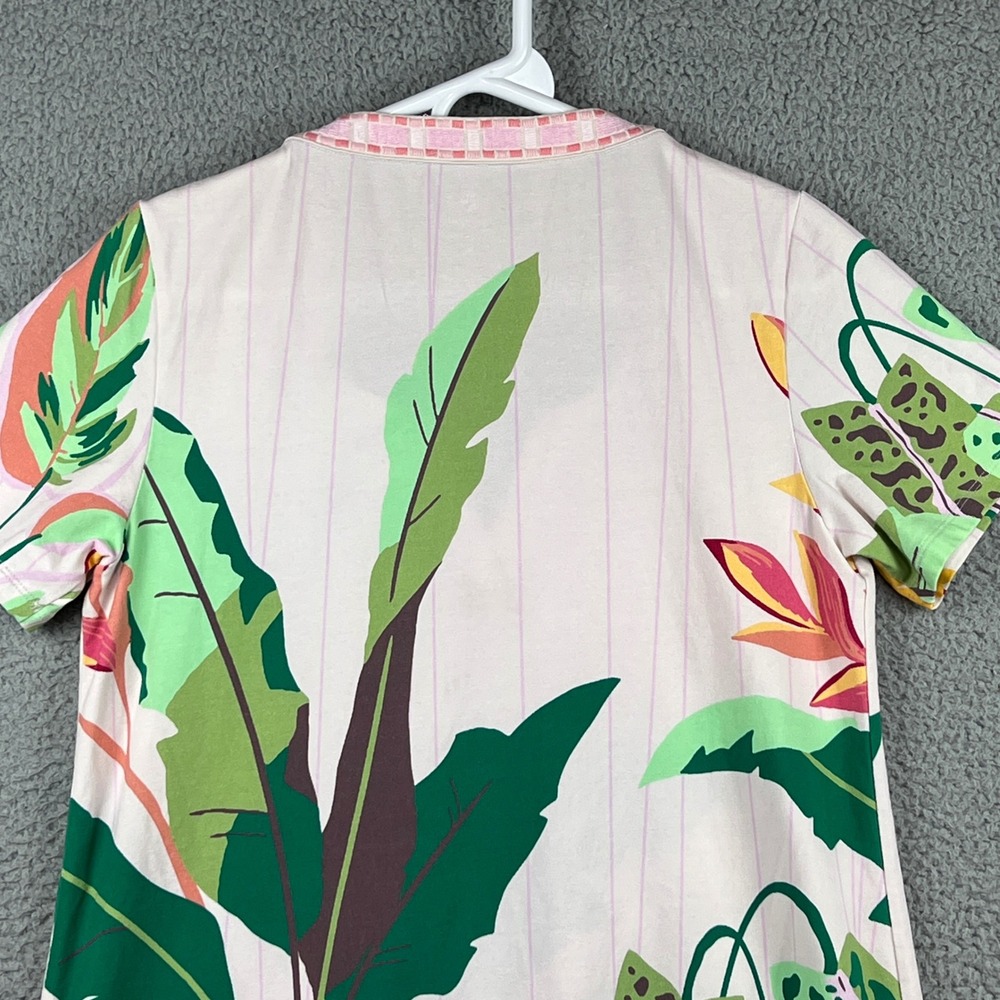 Spartina 449 Women Medium Tropical Floral Tassel Shift Dress Pink Green Cotton - Picture 6 of 11